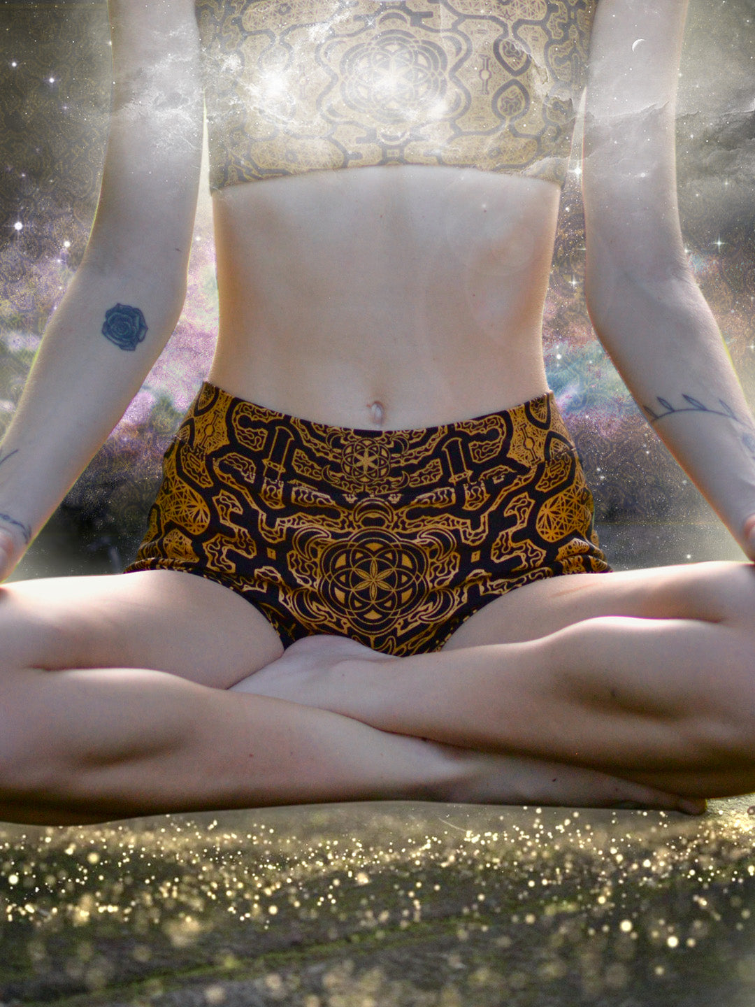 Crystal-Infused Yoga Shorts – Shapibo Sacred Geometry