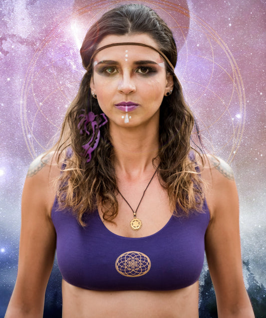 Dreamseed Infinity Yoga Top Sports Bra Sacred Geometry Clothing Festival Clothing Crystal Infused Eco Friendly Seed of Creation