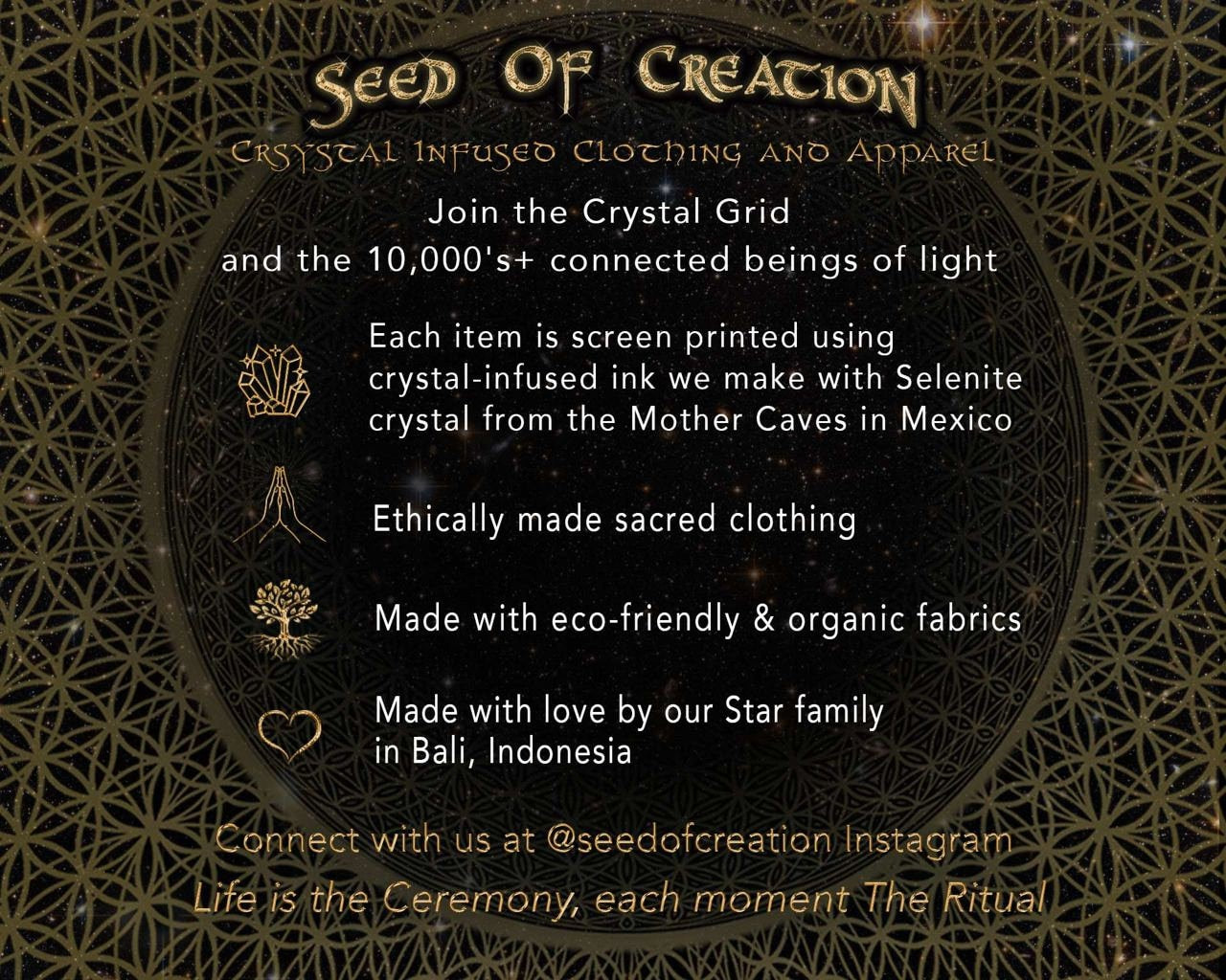 Crystal Infused Bandana - Metatron, Merkaba, Seed of Life Sacred Geometry Seed of Creation