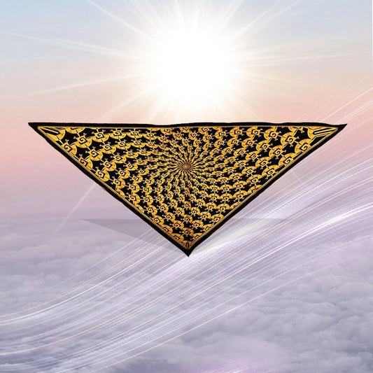 Crystal Infused Triangle Bandana - Hunab Ku Fractal Vortex  Organic Cotton-  Access Our Eyes - Seed of Creation.