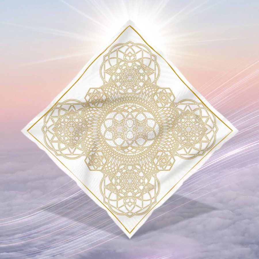 Crystal Infused Bandana - Metatron, Merkaba, Seed of Life Sacred Geometry Seed of Creation