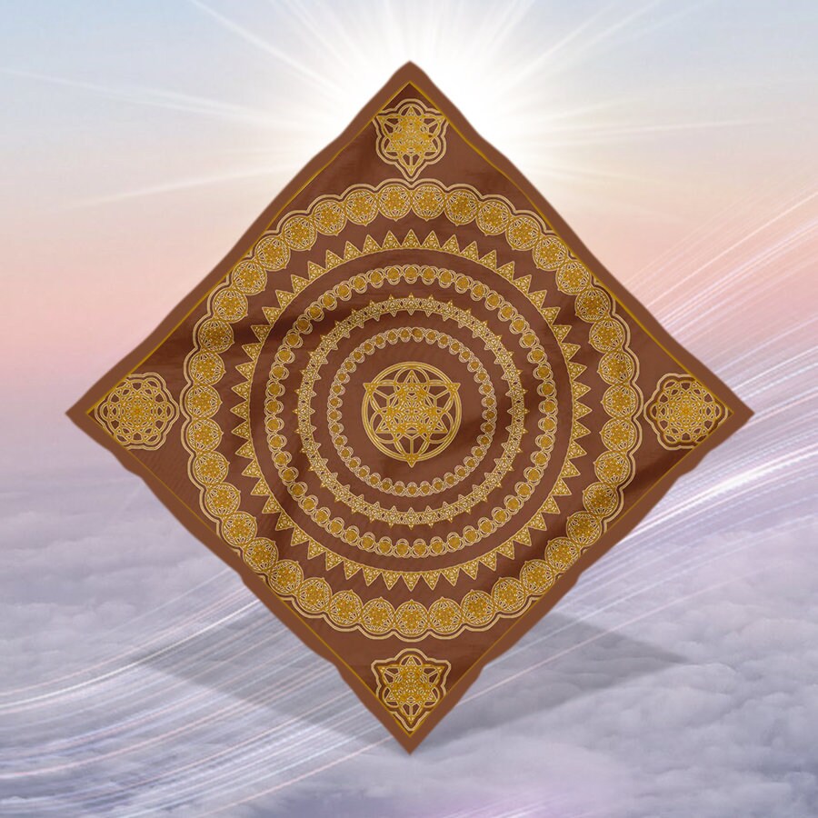 Crystal Infused Bandana - Geo Portal 1111 - Sacred Geometry Access Our Eyes Eco Friendly Seed of Creation .