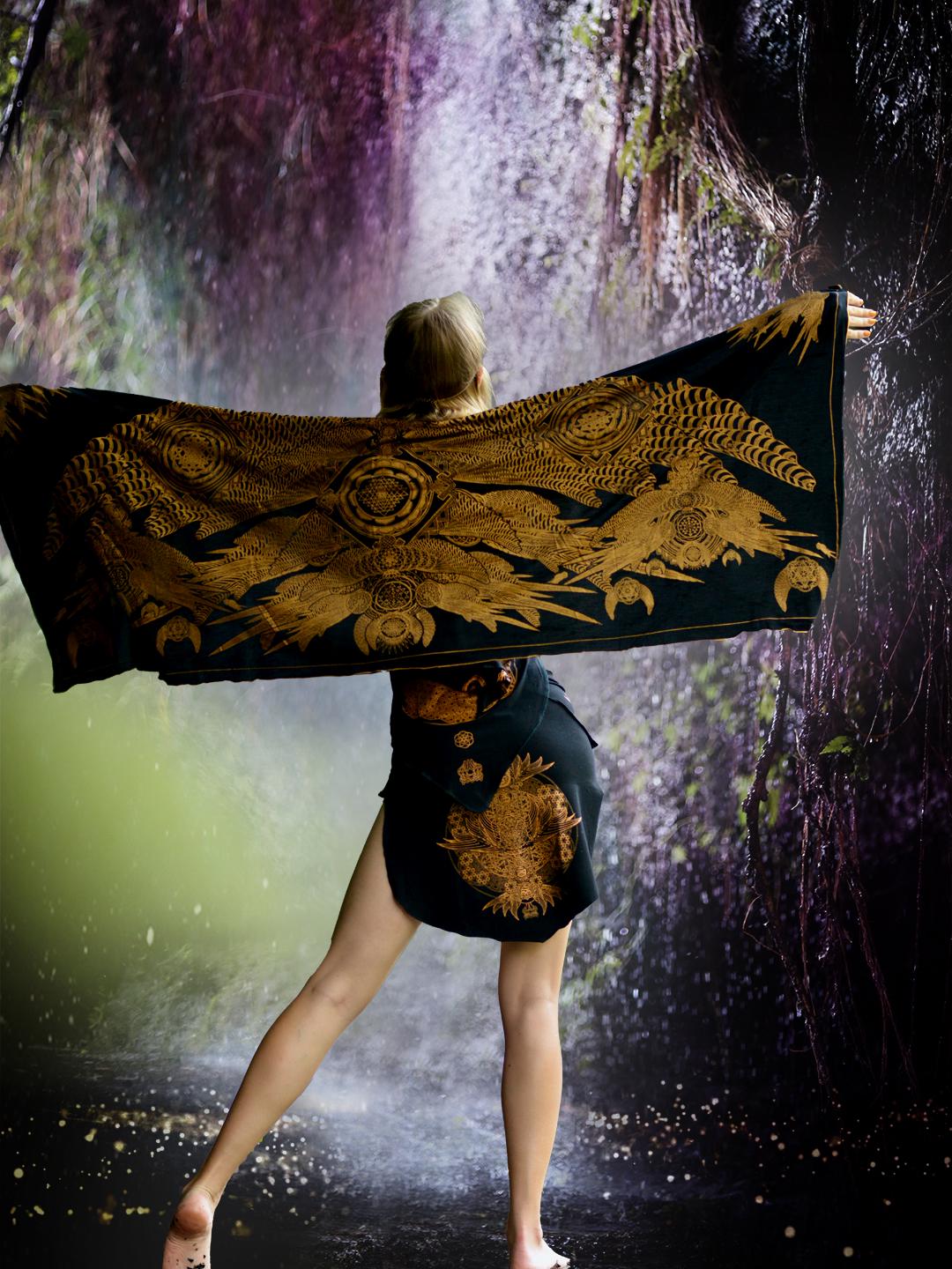 Crystal Infused Sacred Cloth – Bird Tribe Wings Shawl