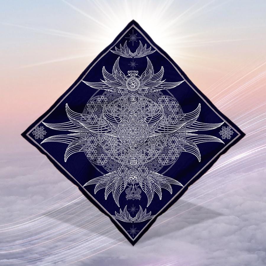 Crystal Infused Bandana - Galactic Flag - Sacred Geometry Access Our Eyes Eco Friendly Seed of Creation .